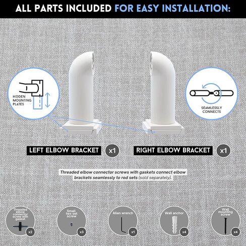 BlastHome™ Luxury French Return Room Darkening Brackets – Premium Quality, Heavy Metal – Fits Only Signature Collection Curtain Rods (Not Included) – 1 1/4" Diameter, Set of 2 – Brushed Dark Brown in Kuwait