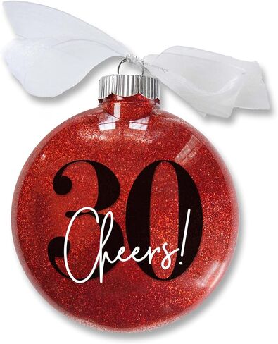 13 Official Teenager Christmas Ornament, 13th Birthday Gift for Teen Boy or Girl, Turning Thirteen Years Old Keepsake, Sparkly Glittered Bauble with White Organza Bow in Saudi Arabia