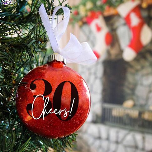 13 Official Teenager Christmas Ornament, 13th Birthday Gift for Teen Boy or Girl, Turning Thirteen Years Old Keepsake, Sparkly Glittered Bauble with White Organza Bow in Saudi Arabia