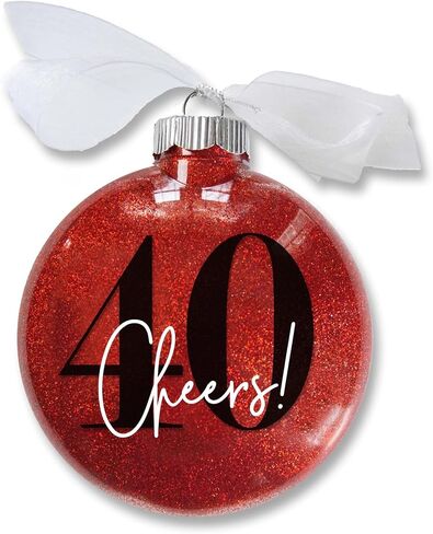 13 Official Teenager Christmas Ornament, 13th Birthday Gift for Teen Boy or Girl, Turning Thirteen Years Old Keepsake, Sparkly Glittered Bauble with White Organza Bow in Saudi Arabia