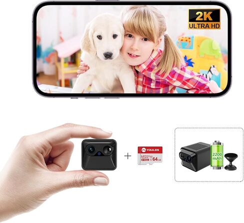 BEEDMXU Spy Hidden Wireless WiFi Security Home Camera, HD1080P Nanny Cam with Night Vision & Motion Detection - Indoor Security Camera for Home, Office and Car(with Battery+64GB microSD) in Kuwait