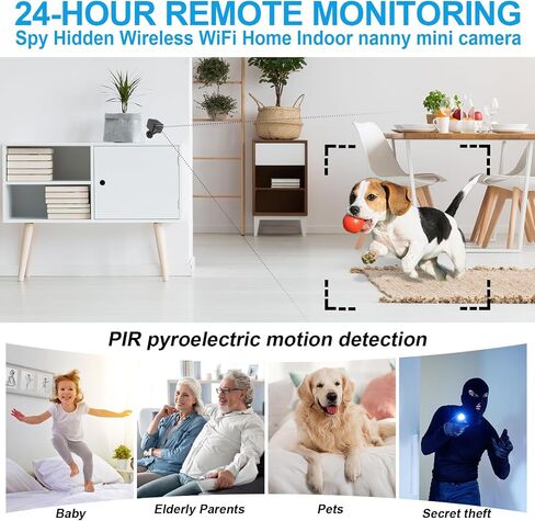 BEEDMXU Spy Hidden Wireless WiFi Security Home Camera, HD1080P Nanny Cam with Night Vision & Motion Detection - Indoor Security Camera for Home, Office and Car(with Battery+64GB microSD) in Kuwait