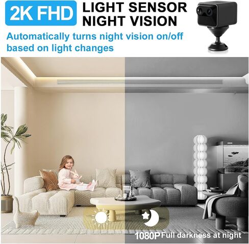 BEEDMXU Spy Hidden Wireless WiFi Security Home Camera, HD1080P Nanny Cam with Night Vision & Motion Detection - Indoor Security Camera for Home, Office and Car(with Battery+64GB microSD) in Kuwait