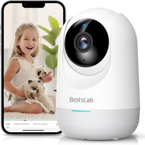 جهاز مراقبة الأطفال BOTSLAB - جهاز مراقبة الأطفال الذكي بدقة 3K 5 ميجابكسل داخلي، اكتشاف البكاء والمكالمات بلمسة واحدة، صوت ثنائي الاتجاه ورؤية ليلية، واي فاي 5 جيجا هرتز، يعمل مع Alexa in Kuwait