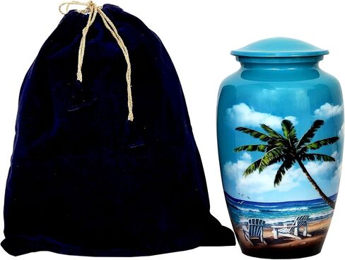 HLC URNS – Beach Blue Cremation Urn for Human Ashes - Adult Funeral Urn Handcrafted - Affordable Urn for Ashes (Adult (200 lbs) – 10.5 x 6 “, Cremation Urn) in Saudi Arabia