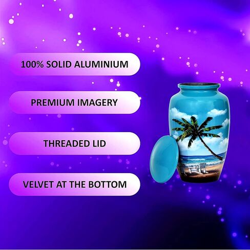 HLC URNS – Beach Blue Cremation Urn for Human Ashes - Adult Funeral Urn Handcrafted - Affordable Urn for Ashes (Adult (200 lbs) – 10.5 x 6 “, Cremation Urn) in Saudi Arabia