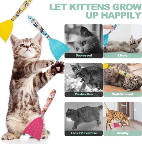 BINGPET 3 قطع لعبة النعناع البري كيكر لعبة القط كيكر التفاعلية كيتي ركلة العصي للقطط، لعبة مضغ القط متينة ومقاومة للعض، لعبة وسادة ركلة القطط الداخلية مع أنماط لطيفة لمستلزمات الحيوانات الأليفة الصغيرة in Kuwait