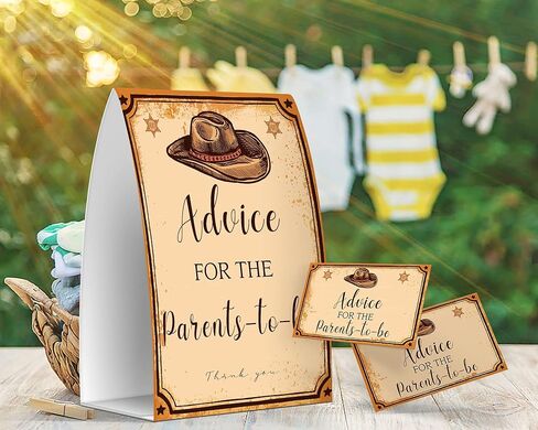 كتاب Advice for the Parents-to-be، العاب استقبال المولود بنمط قوس قزح بوهو بنمط قوس قزح، بطاقات نصائح للوالدين الجدد، تذكارات الام والاب الجديدة - لافتة واحدة + 50 بطاقة (GES21) in Kuwait