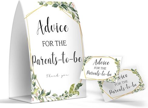 كتاب Advice for the Parents-to-be، العاب استقبال المولود بنمط قوس قزح بوهو بنمط قوس قزح، بطاقات نصائح للوالدين الجدد، تذكارات الام والاب الجديدة - لافتة واحدة + 50 بطاقة (GES21) in Kuwait