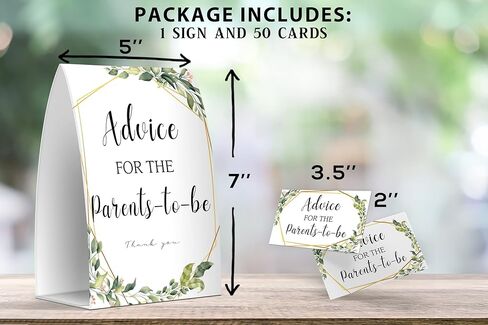 كتاب Advice for the Parents-to-be، العاب استقبال المولود بنمط قوس قزح بوهو بنمط قوس قزح، بطاقات نصائح للوالدين الجدد، تذكارات الام والاب الجديدة - لافتة واحدة + 50 بطاقة (GES21) in Kuwait