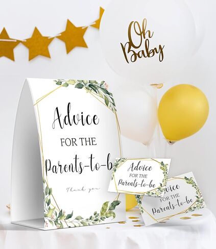 كتاب Advice for the Parents-to-be، العاب استقبال المولود بنمط قوس قزح بوهو بنمط قوس قزح، بطاقات نصائح للوالدين الجدد، تذكارات الام والاب الجديدة - لافتة واحدة + 50 بطاقة (GES21) in Kuwait