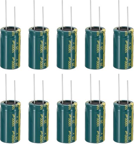 PATIKIL 25V 820uF Electrolytic Capacitors, 10Pcs 10x20mm Aluminum High Frequency Electrolytic Capacitors for TV, LCD Monitor, Refrigerator, Circuit Boards, Green in Saudi Arabia