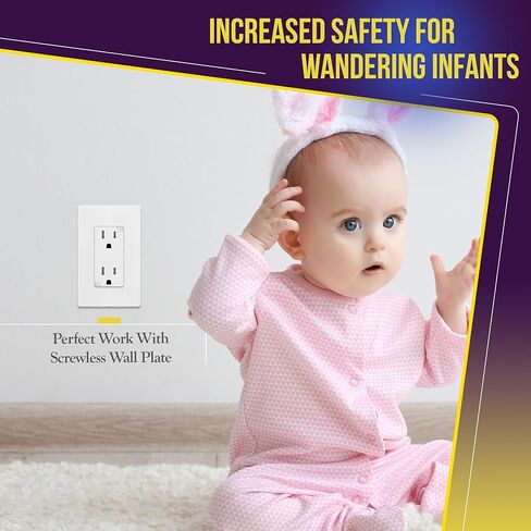 منفذ وعاء حائط ديكوراتور من ENERLITES، منفذ حائط كهربائي قياسي مقاوم للتلاعب، درجة سكنية، 3 أسلاك، أرضي ذاتي، 2 قطب، 15 أمبير 125 فولت، مدرج في قائمة UL، 61501-TR-W-10PCS، أبيض (10 عبوات) in Kuwait