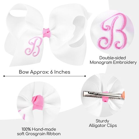 DEEKA أقواس الشعر الأولية 2 قطعة 6 "أقواس بحروف Grosgrain شريط التمساح مقاطع إكسسوارات شعر مخصصة للأطفال الصغار الفتيات الصغار - البحرية A in Kuwait