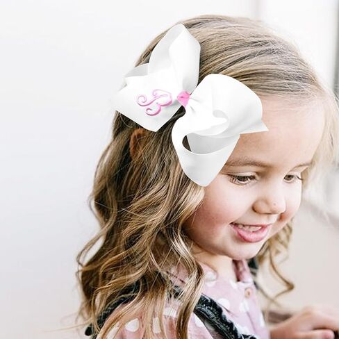 DEEKA أقواس الشعر الأولية 2 قطعة 6 "أقواس بحروف Grosgrain شريط التمساح مقاطع إكسسوارات شعر مخصصة للأطفال الصغار الفتيات الصغار - البحرية A in Kuwait