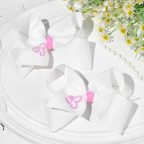 DEEKA أقواس الشعر الأولية 2 قطعة 6 "أقواس بحروف Grosgrain شريط التمساح مقاطع إكسسوارات شعر مخصصة للأطفال الصغار الفتيات الصغار - البحرية A in Kuwait