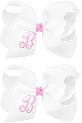 DEEKA أقواس الشعر الأولية 2 قطعة 6 "أقواس بحروف Grosgrain شريط التمساح مقاطع إكسسوارات شعر مخصصة للأطفال الصغار الفتيات الصغار - البحرية A in Kuwait