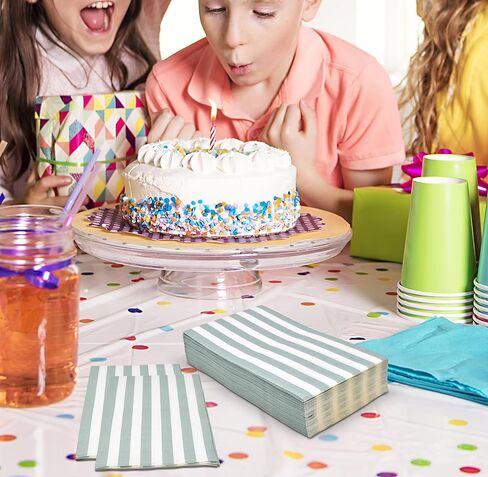 Gift Boutique 100 منديل للضيوف مخطط باللونين الأبيض والأسود، 3 طبقات من الورق للاستعمال مرة واحدة، منديل يد مخطط للعشاء للحمام وغرفة مسحوق الزفاف وعطلات الزفاف وحفلات استقبال المولود الجديد in Saudi Arabia