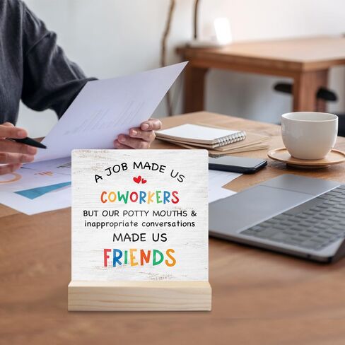 Emotional Support Coworker Acrylic Sign with Wooden Stand, Funny Coworker Gift for Men Women, Inspirational Gift for Colleague, Appreciation Going Away Retirement Gift for Work Bestie Coworker B in Saudi Arabia