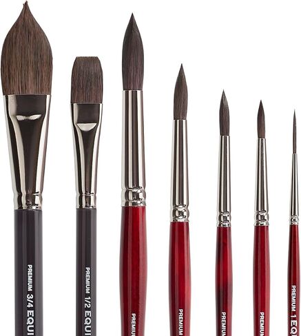 KINGART 1060B Premium 5 Pc. Equinox Series Watercolor Artist Brush Set, Soft Synthetic Black Kazan Squirrel, Curated Shapes and Sizes, Short Handle, Gift Boxed in Saudi Arabia