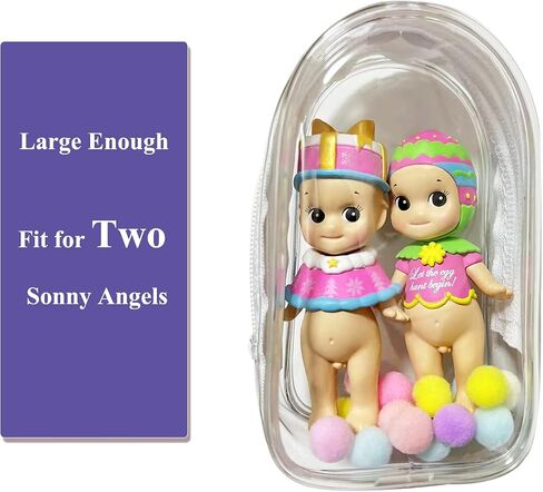 Clear Figure Display Bag with Keychain for Sonny Doll, Mystery Box Mini Figures Carrying Case Bag Pouch Keychain Charms for Collectibles (Clear, Oval) in Kuwait