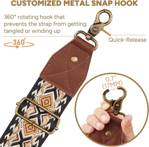 Crossbody Strap Top Grain Leather Ends Brass Metal Hardware 2" Wide Shoulder Strap Replacement for Handbags Purses Messenger Duffel Bags Adjustable Length from 35" to 58" - Retro Jacquard Spades Heart in Kuwait