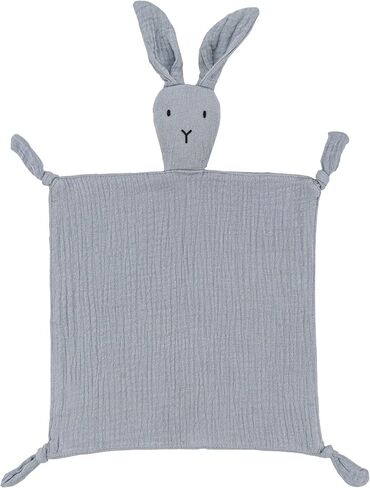 ZIGJOY Muslin Bunny Lovey, Lightweight Cotton Security Blanket, Khaki | Soft, lightweight and easy for little hands to grasp, cuddle and carry at home or on the go. in Saudi Arabia