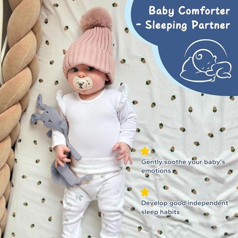 ZIGJOY Muslin Bunny Lovey, Lightweight Cotton Security Blanket, Khaki | Soft, lightweight and easy for little hands to grasp, cuddle and carry at home or on the go. in Saudi Arabia