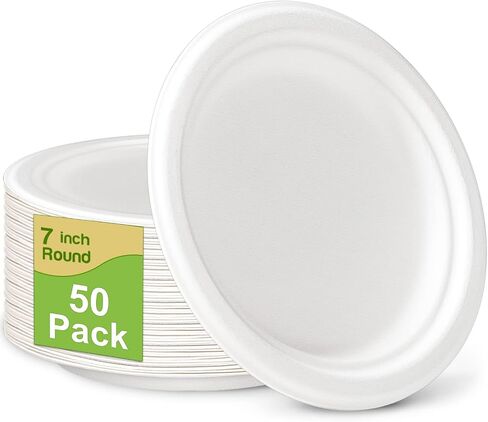 300 Pack Small Paper Plates, 7 inch Paper Plates Bulk, 100% Compostable Paper Plates Biodegradable Paper Dessert Plates, Disposable Recycled Paper Plates in Saudi Arabia
