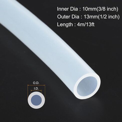 MECCANIXITY 5ft Clear Silicone Rubber Tubing 3/8" ID 1/2" OD Plastic Tube Flexible Air Hose for Brewing, Wine Making, Pump Siphon, 10mm x 13mm, with 2pcs Clamps in Saudi Arabia