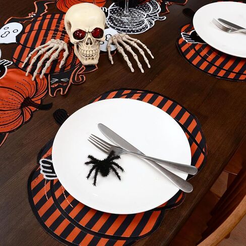 Grelucgo Appliqued and Embroidered Halloween Jack-O-Lantern Pumpkin Table Runner, Holiday Kitchen Dining Table Decoration for Indoor Outdoor Home Party Decor (14 x 69 Inches) in Saudi Arabia