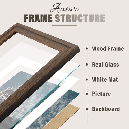 AUEAR, Solid Wood 18X24 Poster Frame - Displays 16X20 Pictures with Mat or 18X24 Without Mat, Wide Moulding Frame for Wall Mounting Display, Photo Frames (Black, 1 Pack) in Saudi Arabia