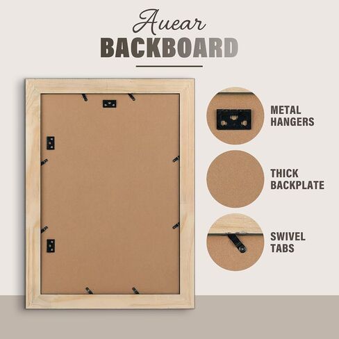 AUEAR, Solid Wood 18X24 Poster Frame - Displays 16X20 Pictures with Mat or 18X24 Without Mat, Wide Moulding Frame for Wall Mounting Display, Photo Frames (Black, 1 Pack) in Saudi Arabia
