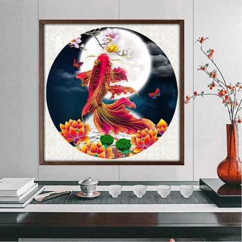 Setoda مبتدئين مختومة عبر الابره مجموعات مجموعة من أنماط التطريز بداية مجموعات للفتيات DIY المطبوعة عبر غرزة نمط التطريز عدة 11CT-الحب الأزرق 19.7 × 19.7 بوصة in Kuwait