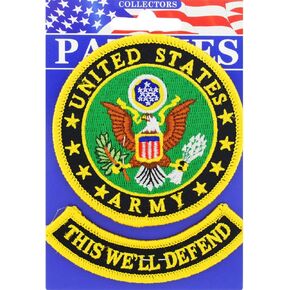 United States Army Retired Embroidered Patch, with Iron-On Adhesive (Two Pieces)