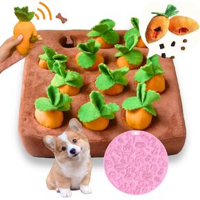CECE PAW 15 PCS Interactive Dog Toys, 12 Squeaky Carrots Dog Enrichment Puzzle, 24 Treat Pockets Snuffle Mat for Mental Stimulation and Puppy Training, Small, Medium and Large Dogs in Kuwait