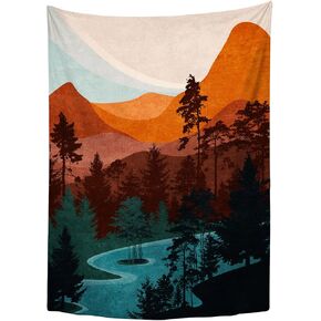 YongColer Boho Mountain Forest Nature Tree Trippy Hippie Tapestry Sunset Lake Wall Hanging for Bedroom Dorm Outdoor Beach Aesthetic Home Decor Vertical (40x60 inches)