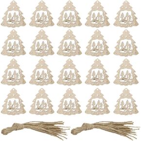 PRETYZOOM Christmas Unfinished Wooden DIY Slices Craft Christmas Tree Hanging Wood Craft Wood Cutouts Embellishments for Xmas Tree Hanging Ornament 20pcs (Candle)