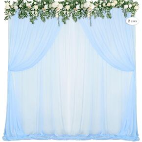 Double Layered Wedding Backdrop Curtains 2 Layer 10ft x 10ft Chiffon Fabric Drapes for Wedding Arch Ceremony Party Ceiling Home Decoration (10 * 10ft, Blush Pink)