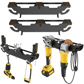 Angle Grinder Holder - Wall Mount Angle Grinder Bracket with Cord Hanger,2 Bay Storage Rack for Angel Grinders, Cutters, Polishers and Worksapce.