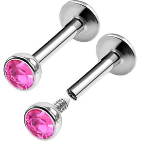 BanaVega الصلب داخليا الخيوط الشفاه Labret 16 جرام 1/4 6 مللي متر 3 مللي متر كريستال الكرة العنكبوت لدغة أقراط الزنمة ثقب المجوهرات اختيار الألوان in Kuwait