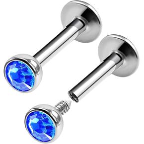 Steel Internally Threaded Lip Labret 16g 1/4 6mm 3mm Crystal Ball Spider Bite Earrings Tragus Piercing Jewelry Choose Colors