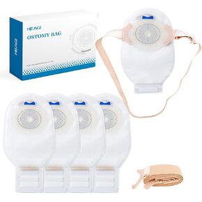 Heagimed 20 Pack Colostomy Bags, One Piece Ostomy Bag Ostomy Supplies, 20mm-66mm Cut-to-Fit Drainable Ostomy Pouches with Waistband for Ileostomy Stoma Care