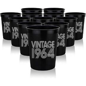 Vintage 1984 40th Birthday Cups 16oz - Set of 12 Black Cups, 40th Birthday Decorations Man & Woman, Perfect 40th Birthday Favors For Guests, 40th Wedding Anniversary Party Supplies