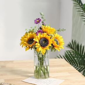 Gute 8 Inch Glass Vases for Decor, Flower Vase for Home Decor, Modern Decorative Clear Vase Centerpieces Living Room, Kitchen, Office Wedding or Gifts