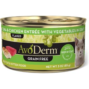Avoderm Natural Grain Free Wet Cat Food, Chicken Chunks Entrée In Gravy, 3 Oz Cans, Case Of 24
