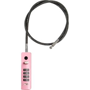 Cable Locks with Combination, 4-Digit Combination Padlock with Steel Cable Rope Resettable Combo Code Anti-Theft for Bikes, Locker, Gym Locker, Fence, Gate, Helmet, Toolbox, Refrigerator Door (Pink)
