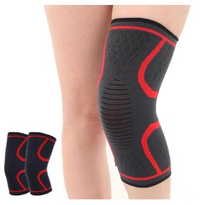 Knee Braces for Knee Pain, 2 Pack Knee Pads Knee Sleeves Weightlifting Knee Compression Sleeve, Knee Support Knee Flex Wrap Knee Sleeves (Large, Black)