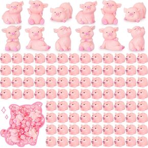 162 Pcs Mini Resin Pig Animals Bulk Tiny Figures Pig Party Decorations Mini Resin Toys Miniature Garden Landscape Aquarium Potted Plants DIY Decor(Pink Design)