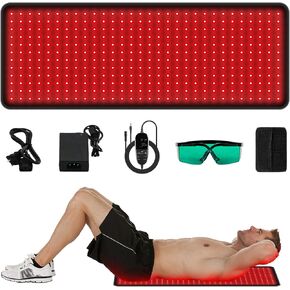 LED Red Light Therapy Pad Upgraded Large Size 660nm Red Light and 850nm Near Infrared Light with Timing Device and Adjustable Light for Back and Shoulder Joint Muscle Pain Relief